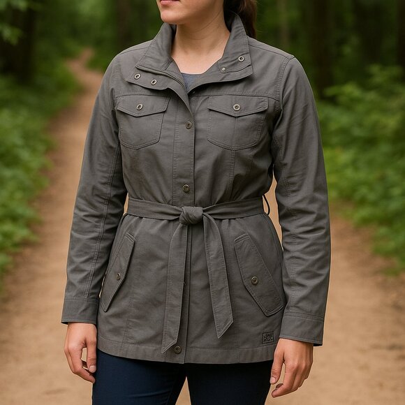 REI Belted Utility Travel Jacket Gray Women's Medium - Picture 1 of 9